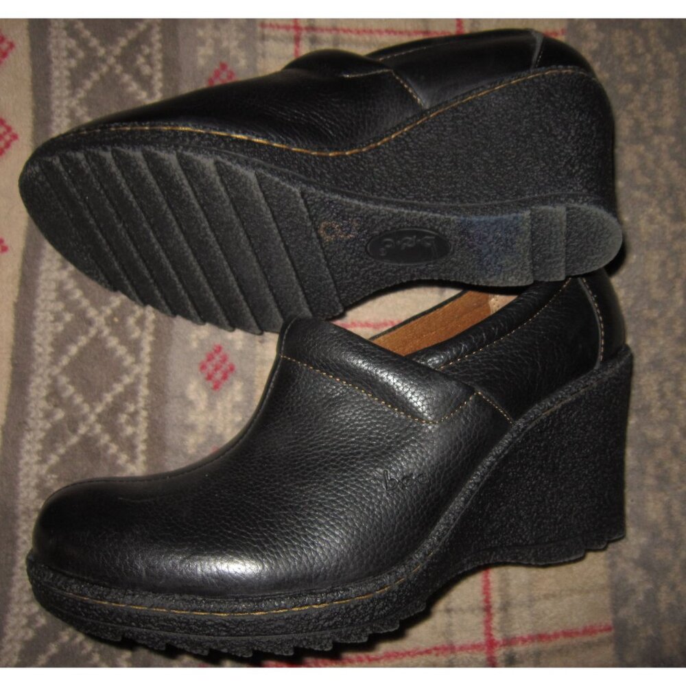 BOC Born Concept 7.5 Oxford Platform Wedge High Heel Slip On Comfort Blk Leather - Picture 4 of 6